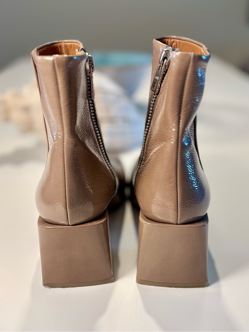 LoQ Taupe Leather Square‑Toe Boots | Size 40